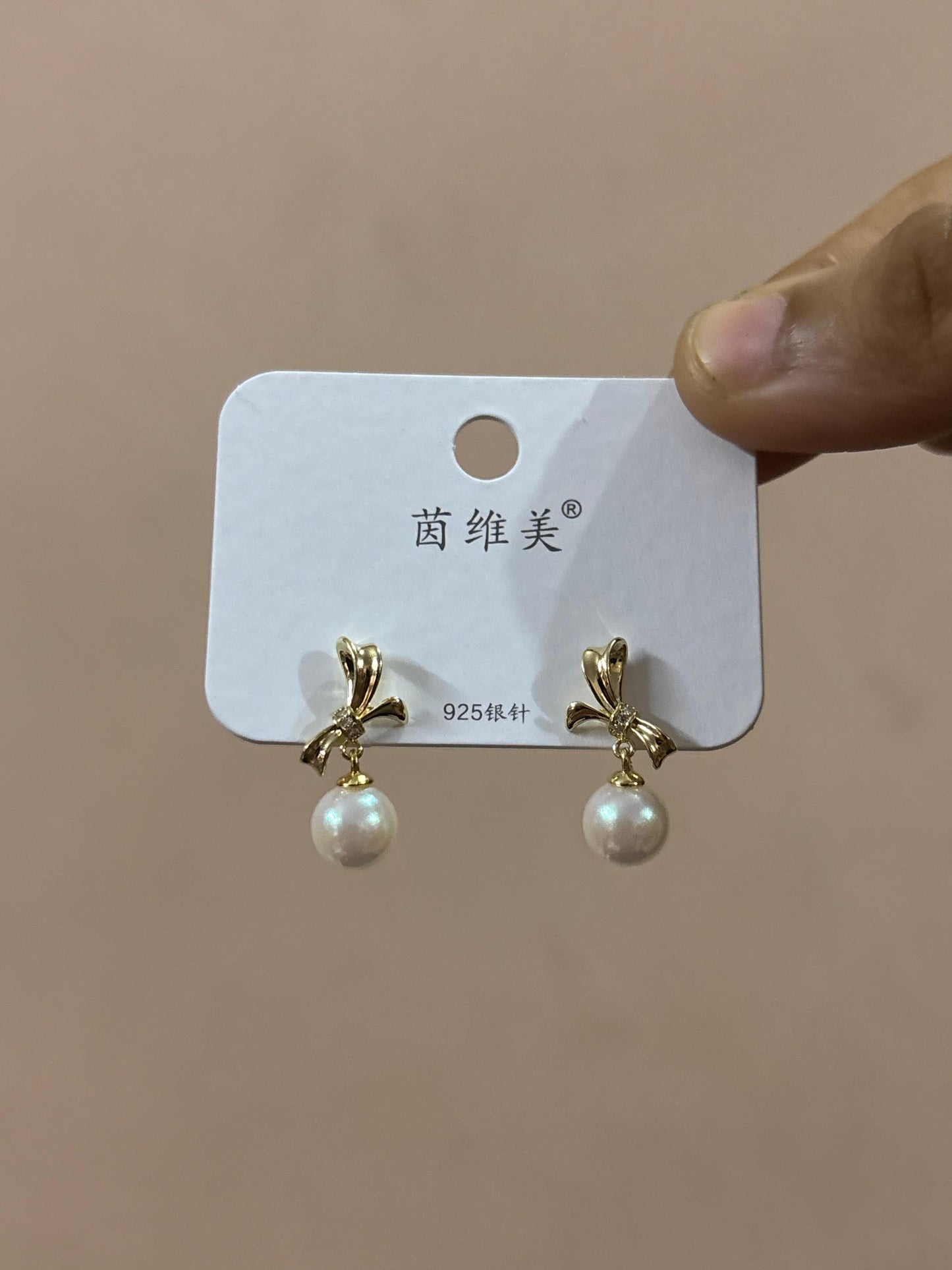Dainty Bow and Pearl Drop Earrings | 925 Sterling Silver ear post