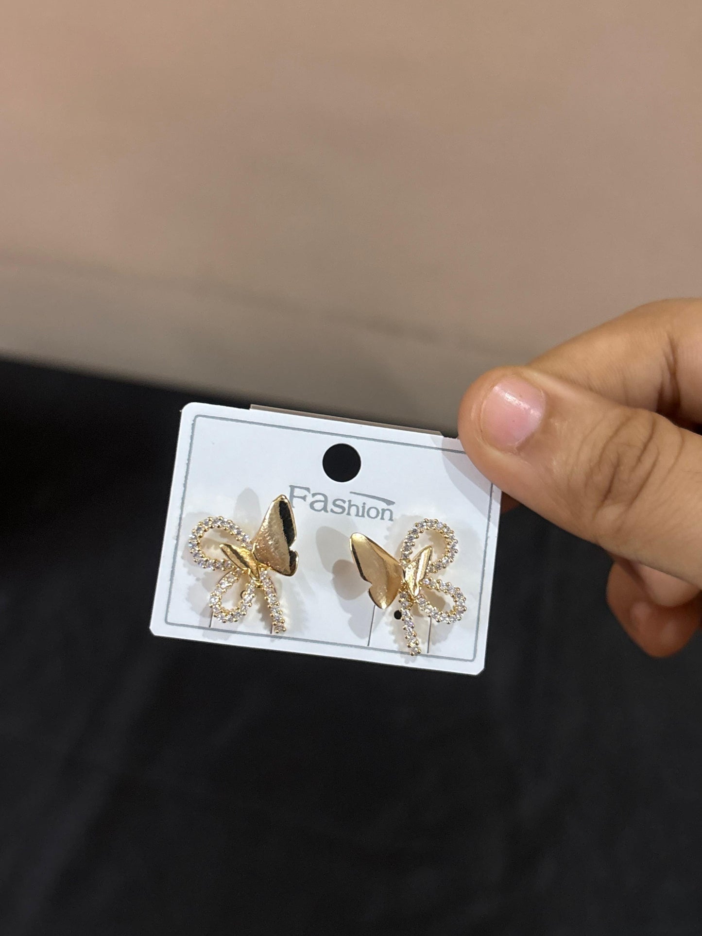 Delicate Butterfly Stud Earrings with Crystals