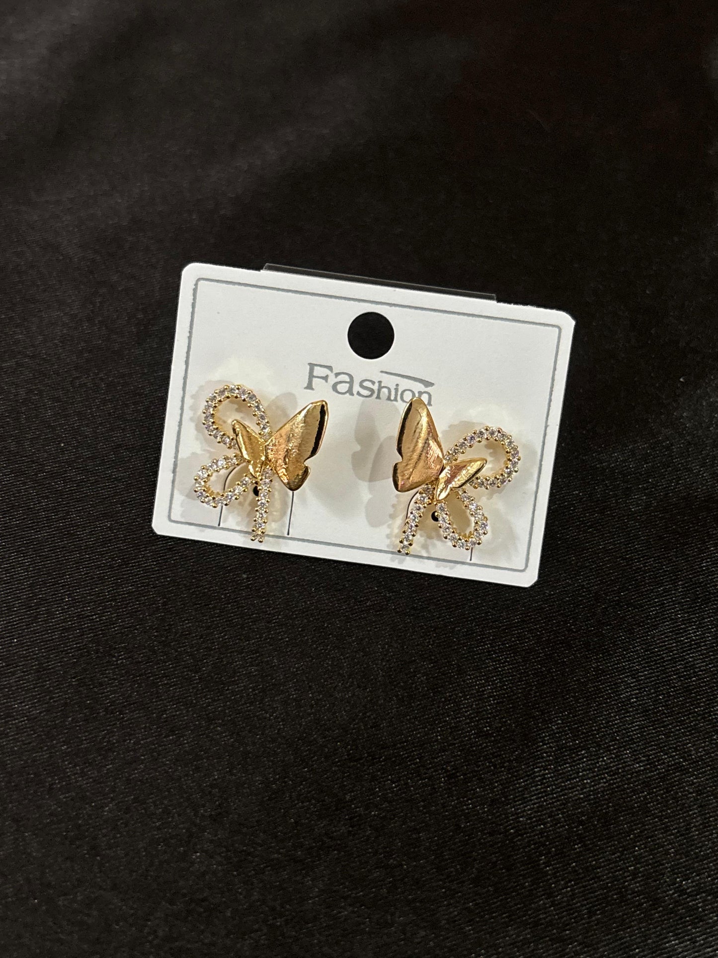 Delicate Butterfly Stud Earrings with Crystals