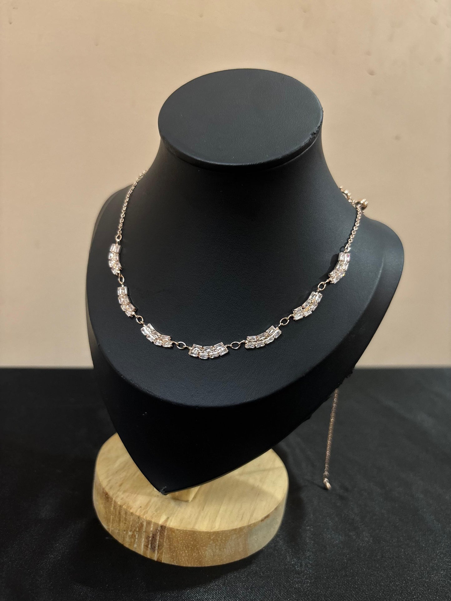 Elegant Rose Gold Necklace with Sparkling CZ Baguettes