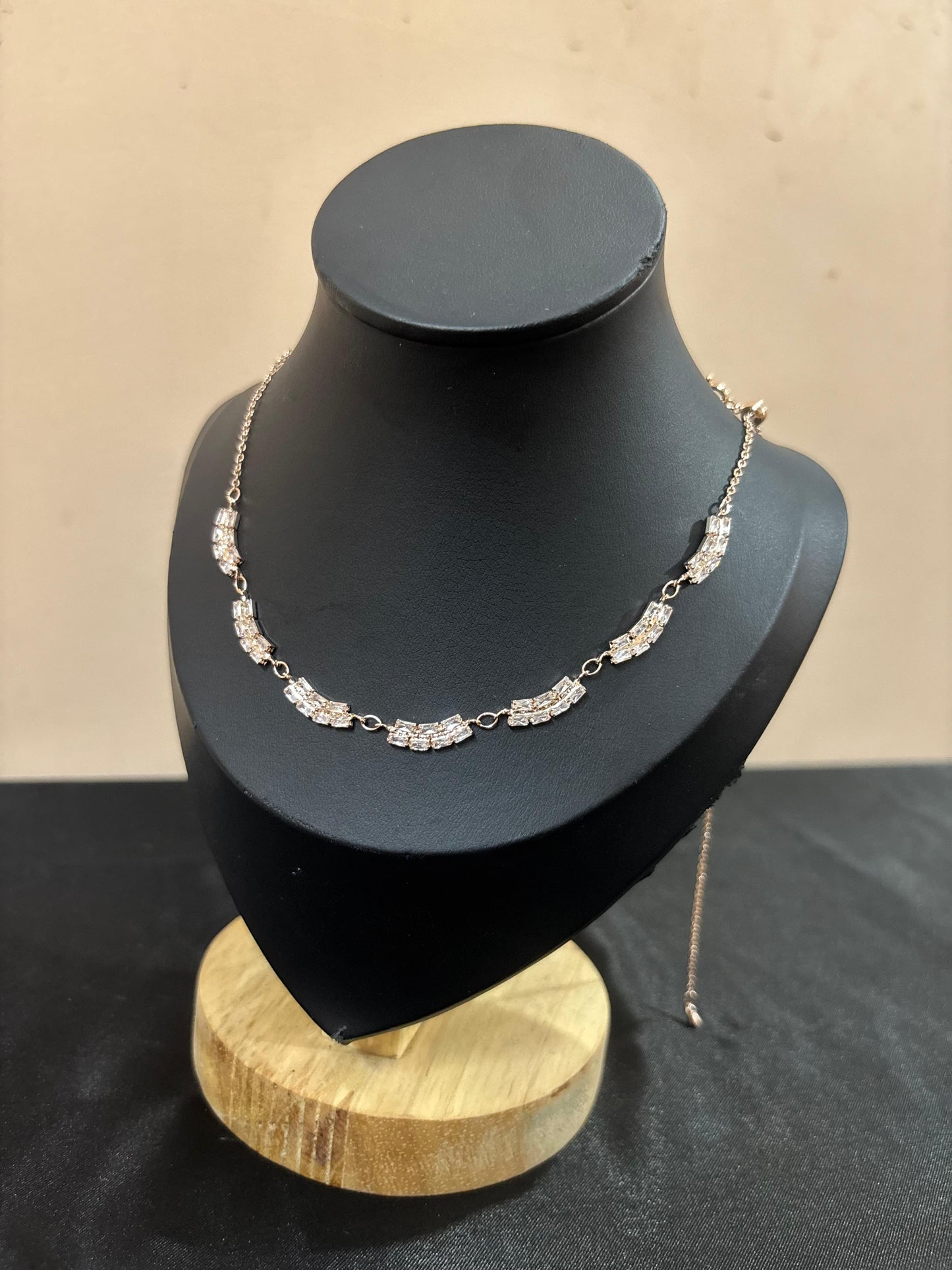 Elegant Rose Gold Necklace with Sparkling CZ Baguettes