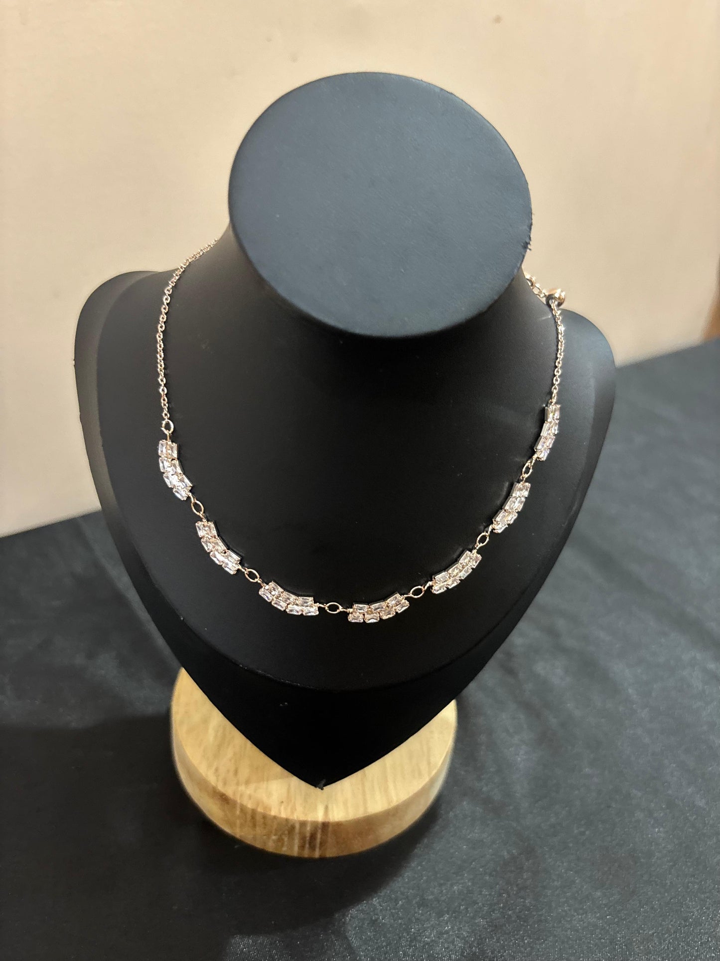 Elegant Rose Gold Necklace with Sparkling CZ Baguettes