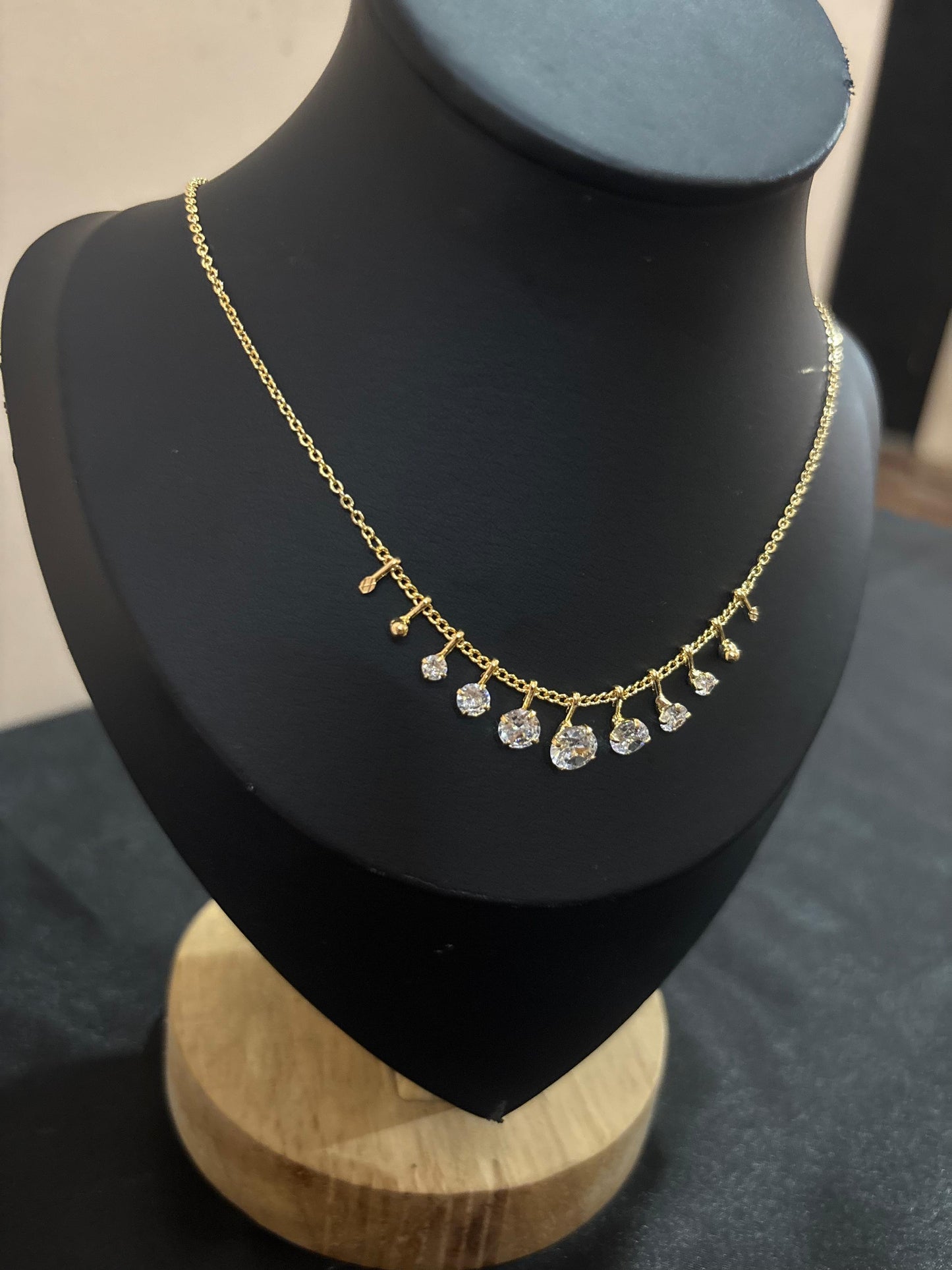 Dainty Gold Choker with Sparkling Crystal Charms