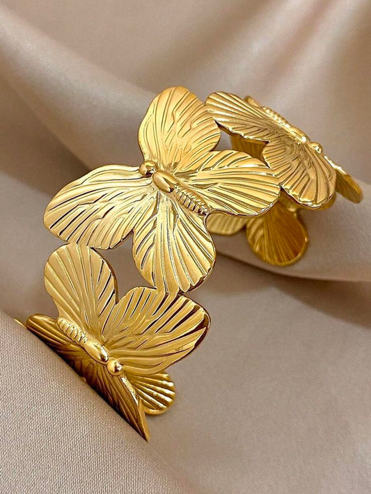 Butterfly Shaped Bracelet + 1pc Ring, Fresh And Fashionable, Suitable For Women, Perfect As A Gift
