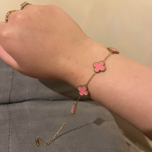 Pink Clover Bracelet - Elegant Feminine Charm | Cevia Jewellery