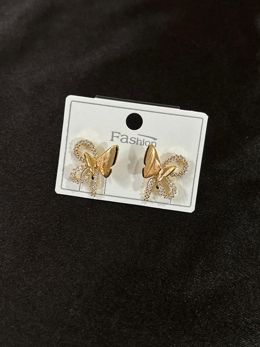 Delicate Butterfly Stud Earrings with Crystals