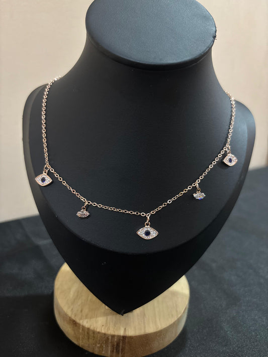 Rose Gold Evil Eye Choker & Necklace | Protective 2-in-1 Amulet