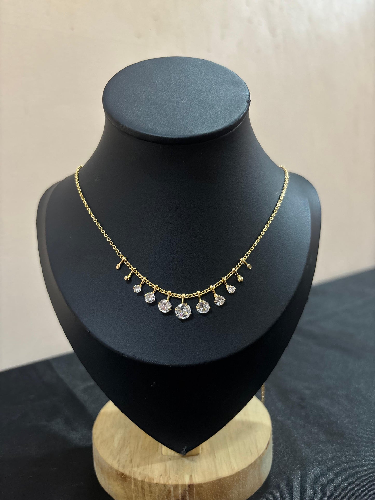 Dainty Gold Choker with Sparkling Crystal Charms