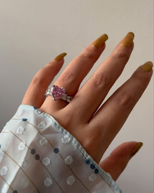 AD Pink Heart Ring